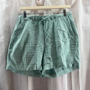 BRIGGS Women's Mint Green Linen Blend Drawstring Waist Shorts M Coastal Beach